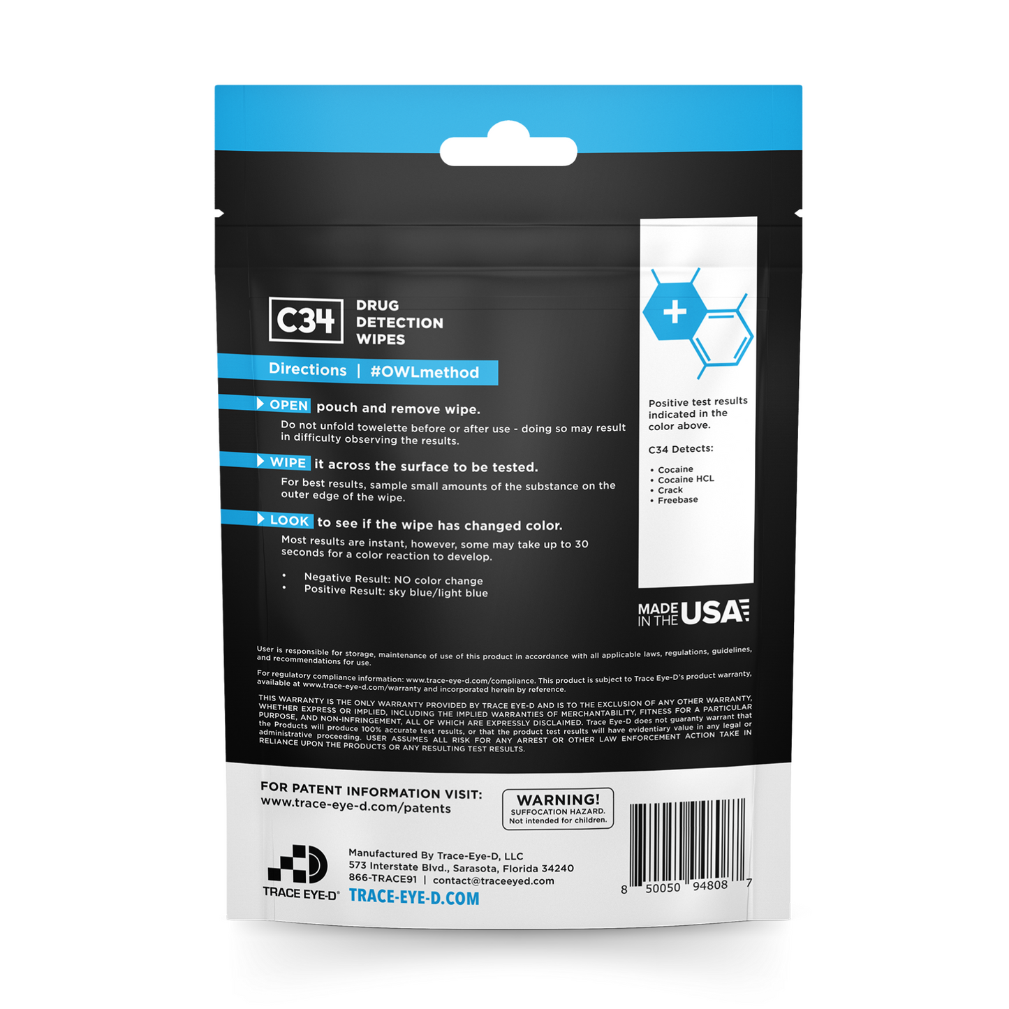 C34 Cocaine Detection Wipes