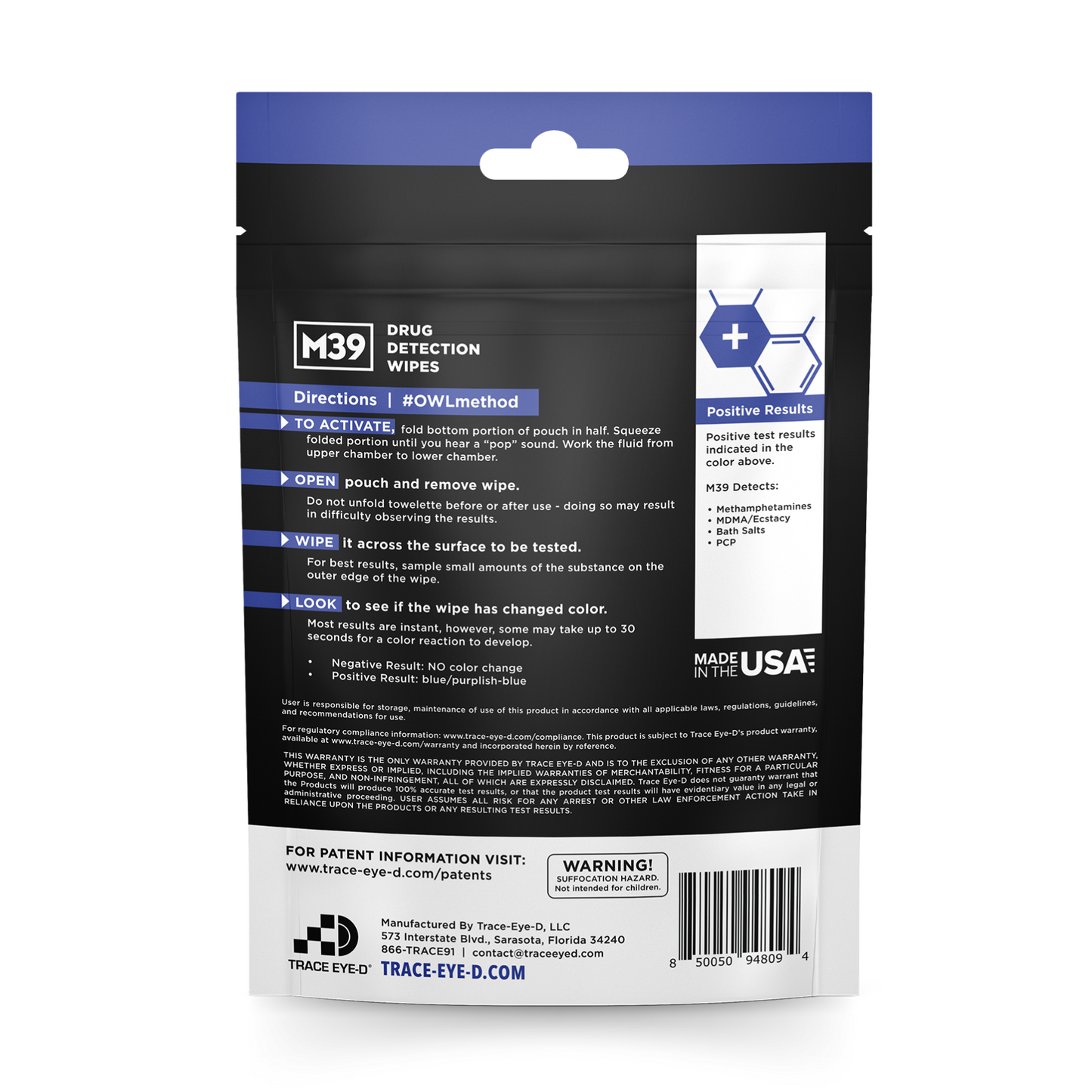 M39 Methamphetamine Detection Wipes